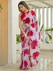 Women s Chiffon Printed Saree With Unstitched Blouse Piece