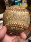 Vintage Early Spalding Used Red Stitch Baseball With Unrecognizable Autograph