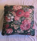 Set Of 2 Croscill Granada Floral Throw Pillows Square Burgundy Trim Accent Vtg