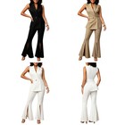 Womens Jumpsuit Festival Bodysuit Formal Rompers Lapel Casual Clubwear Outfits