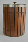Mid-century Walnut Wood Slat Ice Bucket With Insert