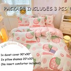Pink Duvet Cover Queen  Stberry Bedding Sets  Fluffy
