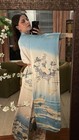 Vintage Japanese Furisode Kimono Pink Sky Blue Floral Flowers Chariot