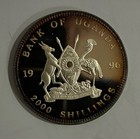 1996 Uganda Large Silver Cameo Proof 2000 Sh- Jesus Christ Birth-dramatic Toning