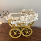 Vintage Victorian Wicker Lace Baby Doll Buggy Pram Carriage Stroller
