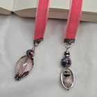 Handmade Pink Velvet Ribbon Beaded Bookmark Tassel Charms Diy Book Mark Gift