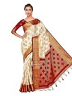 Wedding Sari Off White Kanchipuram Art Silk Saree Party Wear Indian Designer