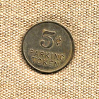 Vintage Jackson Tn 5   Parking Token - City Of Jackson Tennessee - Brass