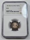 1812 Chile Silver 1 Real Ngc G6 Rainbow Toned Santiago So Nice  t889