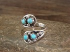 Navajo Indian Sterling Silver   Turquoise Adjustable Ring - Belin
