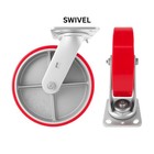 4 Swivel Casters - 8  Heavy Duty Cast Iron Hub Core Poly Wheel Non Skid Mark