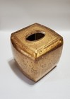 Nicole Miller Ny  Tissue Box Cover  Gold Flake   Clear Acrylic Lucite  6 5x5 5