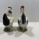 Vintage 1940s Royal Copley Ceramic Black And White Rooster And Hen Set