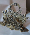 Ornate Brass Double Sided Napkin letter Holder Victorian Cherubs Angels Vtg