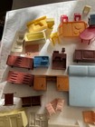 Vintage Dollhouse Miniatures Lot Bed Table Chairs  Furniture Wood Plastic Tv 31p
