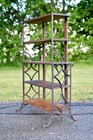 Antique Bakers Rack Cast Iron Leg Industrial Wood Shelf Clothing Rack Vintage