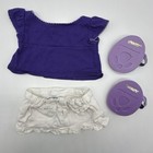 Build A Bear Rare Purple Silver Glitter Flower Top White Denim Skirt Teddy Shoes