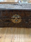 Antique Asian Wood Carved Trinket Box Made In Hong Kong