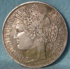 1849-a France 5 Francs Large Size World Silver Coin   Crown Better Grade  504