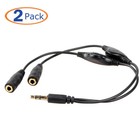 2-pack 3 5mm Stereo To Dual Female Audio Headphone headset Y Splitter Cable W   