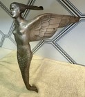 1930s Antique Cast Aluminum Winged Mermaid Boat Figure Head Dodge Water Car Rare