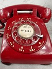 Vintage Red Rotary Dial Telephone Western Electric Bell System Tested Works