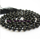 6mm Black Agate Gem Tibet Buddhist 108 Prayer Beads Mala Necklace--knot C2522
