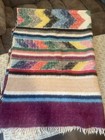 Hand Woven Wool Blanket 50x80    Beautiful Folk Art Fringe Aztec Design Love It 