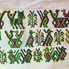 Vtg Guatemalan Maya Embroidered Woven Fabric Runner Textile Animals Birds Corn