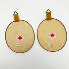 Vintage Wall Plaques Pair Oval 5 25in Gold Cat Kitten Silk Screen Canada Kitsch