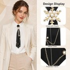 Ties For Women With Pearls  Women Neck Tie For Blouse Cosplay - Pearl Black