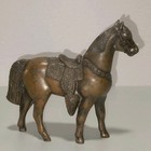 Vtg Cast Metal Saddled Horse Figurine Bronze Brass Iron 