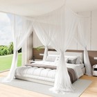 4 Corner Mosquito Net For Bed  White Canopy Bed Curtains For Full Queen King    