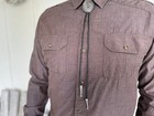 Southwestern Silver Concho Bolo Tie Black Leather Cord Cowboy Western Necktie