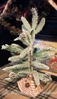 Ooak 14    Vintage Farmhouse Christmas Tree Snow Frosted Tree Primitive Ticking