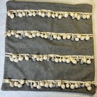 2 Pottery Barn Grey Wool Pillow Covers Cream Silver Pom Pom Design 18  X 18 