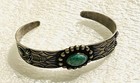 Vintage Fred Harvey Era Stamped Sterling Silver Turquoise Cuff Bracelet