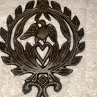 Vintage 1949 Japan  Cast Iron Metal Eagle Heart Trivet 8 5    New Footed