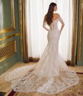 Elegant Mermaid Wedding Dress Off Shoulder Long Sleeve Lace Applique Bridal Gown