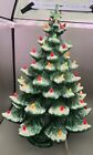 Vtg Atlantic Mold 22    Ceramic Lighted Flocked Christmas Tree Musical Pls Read 