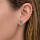 Sterling Silver Turquoise Feather Post Earrings - Southwestern Stud Earrings