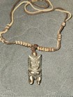Tiki Carved Pendant With Leather Beaded Strap Necklace