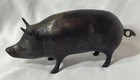 Vintage Bronze Metal Pig  Heavy Small Statue Natural Patina 7x3 75in