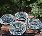 Enamelware Green Splatterware Vintage Cgs International 16 Full Set Camping 