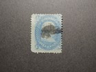 Us Stamp  Scott No 92   1868  Franklin   Blue   F  Grill   Perf 12  Vf