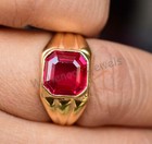 Natural Red Ruby Asscher 925 Sterling Silver Ring Vintage Look For Men Certified