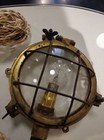 Nautical Brass Round Bulkhead Deck Light Fixture     Marine Ship Salvage Wall Lamp