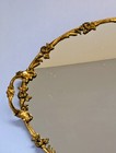 Vintage Gold Gilded Mirrored Vanity Tray With Rose Details