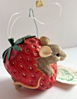 Silvestri Charming Tails Maxine Picking Strawberry Ornament Mouse