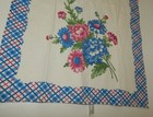 Vintage Startex Kitchen Tea Dish Towel Blue   Pink Floral 